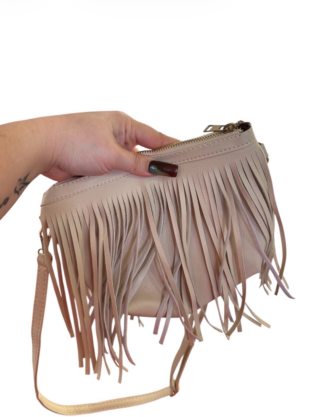 Fringe Crossbody Bag - Blush Pink